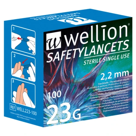 WELLION Lanceta bezpečnostná 2,2 mm 100 ks