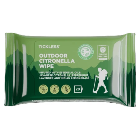 TICKLESS Outdoor citronella vlhčené utierky proti komárom a kliešťom 20 ks