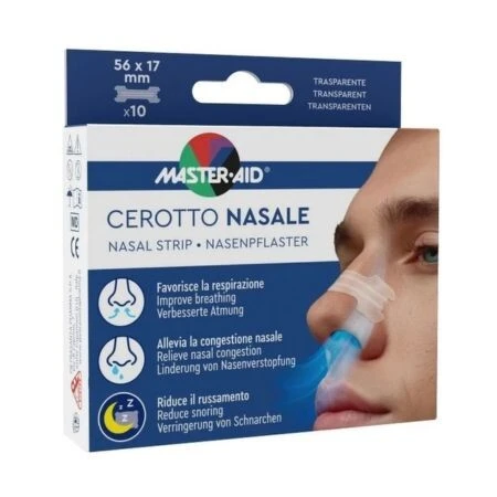 MASTER AID CEROTTO NASALE Nosové náplasti na uľahčenie dýchania (56 x 17 mm) 10 ks