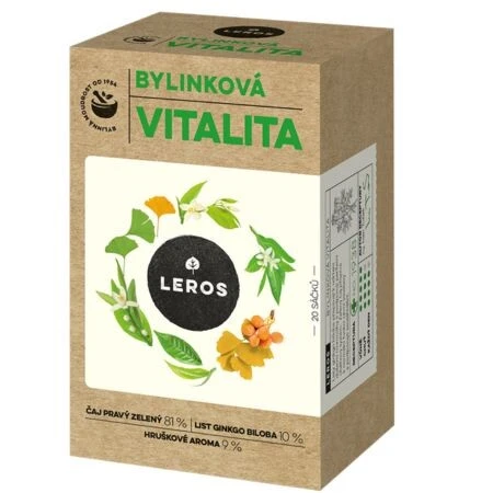 LEROS BYLINKOVÁ VITALITA zelený čaj aromatizovaný, ochutený, nálevové vrecúška 20x2 g
