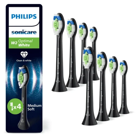 PHILIPS Sonicare W2 optimal white standard náhradné hlavice HX6068/88 čierna 8 ks