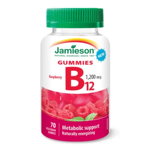 JAMIESON Vitamín B12 gummies želatínové pastilky s malinovou príchuťou 70 ks