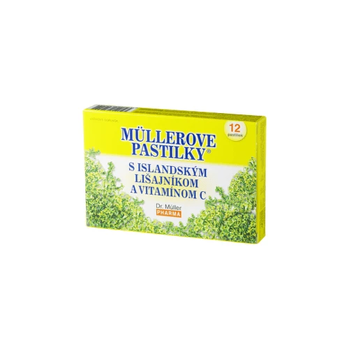 MÜLLEROVE PASTILKY s islandským lišajníkom a vitamínom C bez cukru 12 kusov