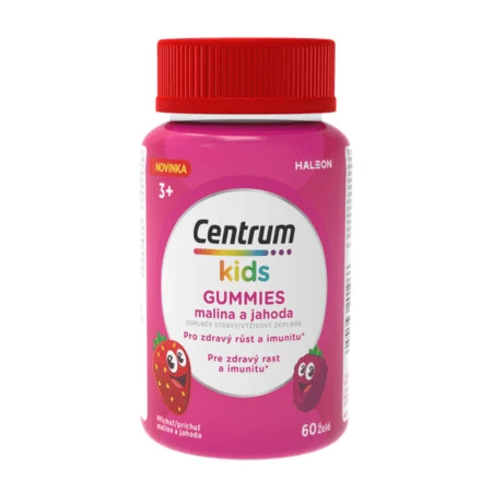 CENTRUM Kids gummies malina a jahoda multivitamín pre deti 60 želé - balenie 2 ks