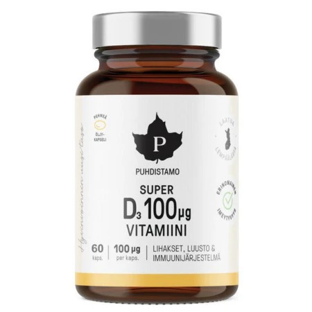 PUHDISTAMO Super vitamín D 4000IU 60 kapsúl