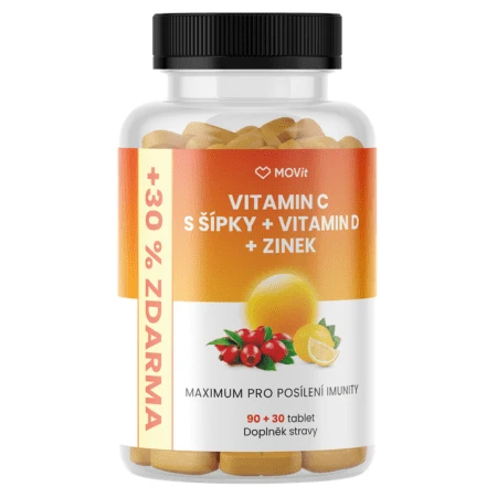 MOVit Vitamín C 1200 mg so šípkami + D + zinok 120 tabliet