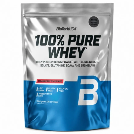 BIOTECHUSA 100% Pure whey príchuť jahoda 1000 g