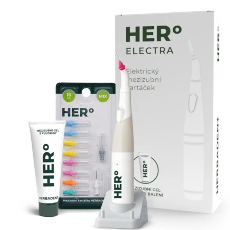 HERBADENT Hero electra medzizubná elektrická kefka 1 x 1 set
