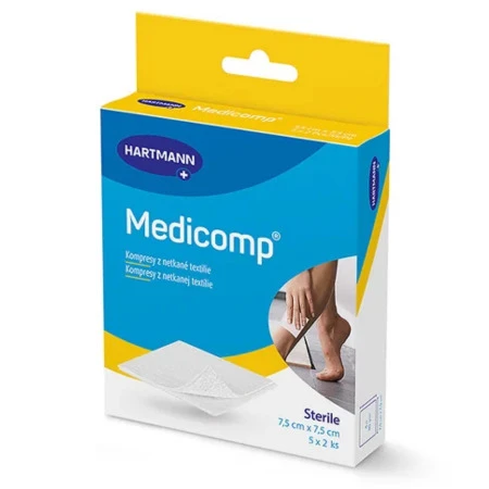 MEDICOMP Kompresy z netkanej textílie sterilný 7,5 x 7,5 cm 5 x 2 ks