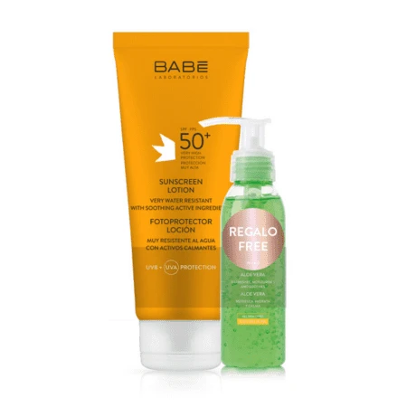 BABÉ Slnko mlieko na opaľovanie + aloe vera gél set