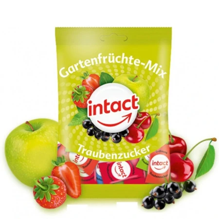INTACT Hroznový cukor gartenfrüchte mix cukríky 75 g