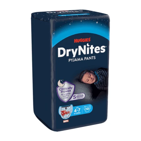 HUGGIES DryNites medium pre chlapcov 4-7 rokov 10 kusov