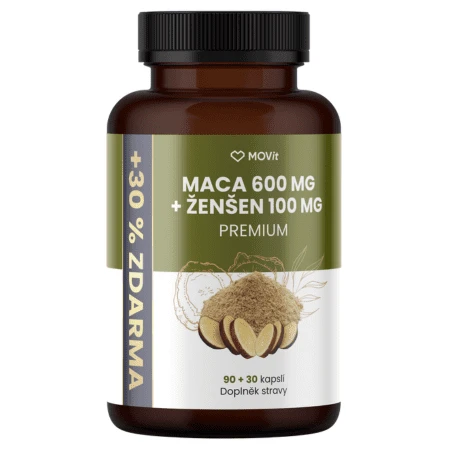 MOVit Maca 600 mg + ženšen 100 mg premium 30% zadarmo 120 kapsúl