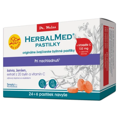 HERBALMED Pastilky bez cukru 24 + 6 tabliet ZADARMO