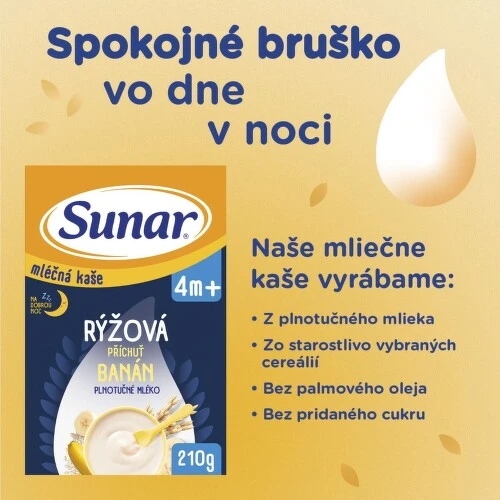 SUNAR Mliečna kaša ryžová na dobrú noc banán 4+ 210 g