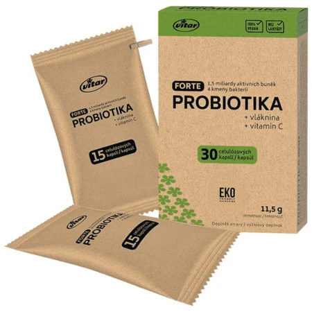 VITAR Probiotiká forte + vláknina + vitamín C 30 kapsúl