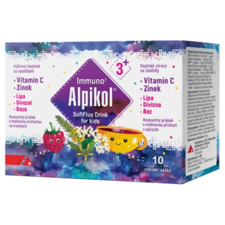 ALPIKOL SoftFlux drink pre deti nápoj v prášku príchuť malina 5 gr vrecúško 1 x 10 ks