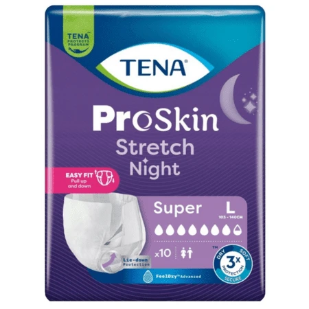 TENA Proskin stretch super nočné zalepovacie naťahovacie nohavičky veľ. L 10 ks