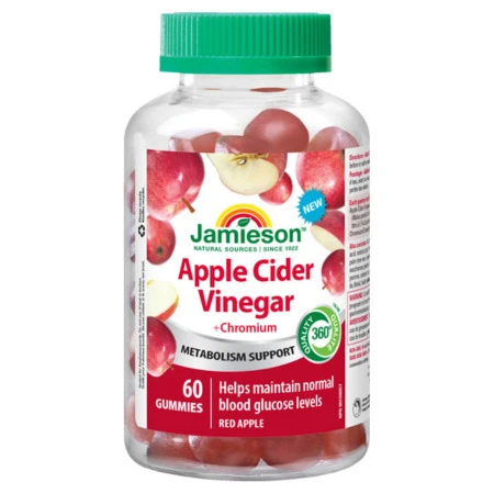 JAMIESON Jablčný ocot s chrómom gummies želatínové pastilky s jablkovou príchuťou 60 ks