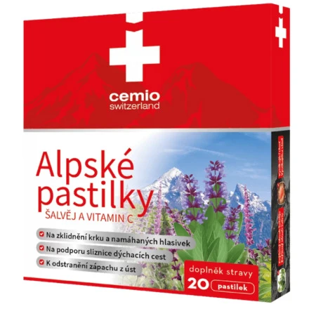 CEMIO Alpské pastilky šalvia a vitamín C 15 + 5 tabliet ZADARMO
