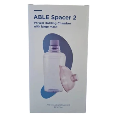 ABLE SPACER 2 Nadstavec inhalačný s ventilom s náustkom, s veľkou maskou 1 ks