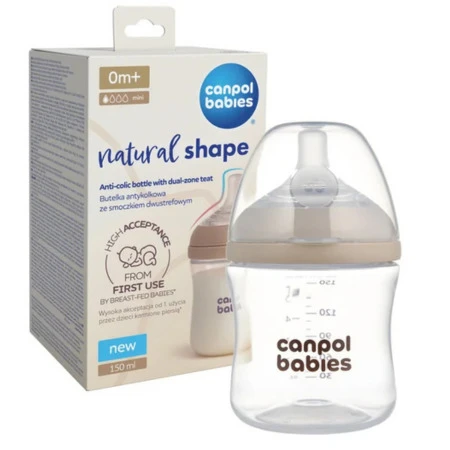 CANPOL BABIES Fľaša natural shape 0m+ antikoliková 1 x 1 ks