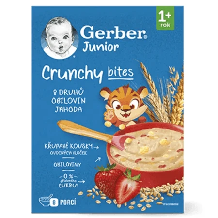 GERBER Junior nemliečna kaša s chrumkavými kúskami jahoda 1+ 200 g
