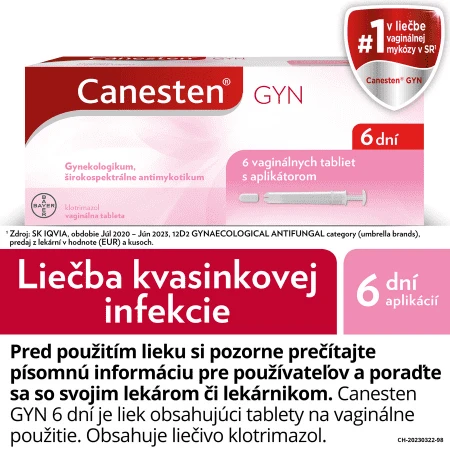 CANESTEN Gyn 6 dní 6 vaginálnych tabliet s aplikátorom