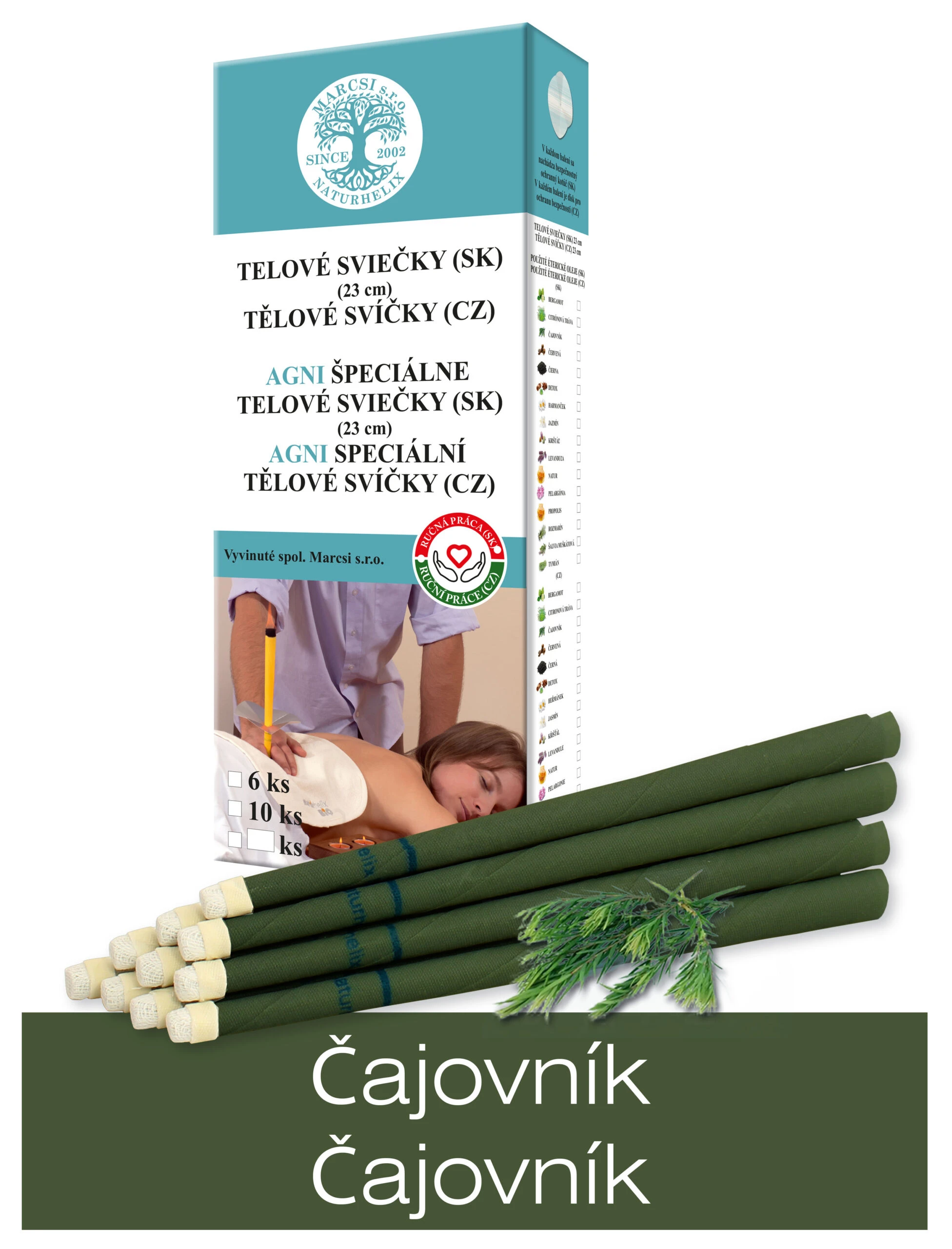 NaturheliX® Telové sviečky ČAJOVNÍK (set6)
