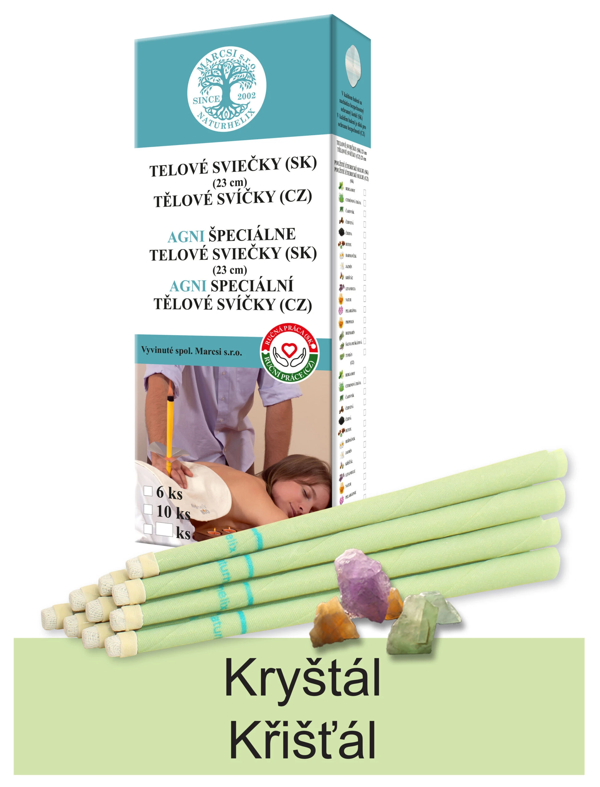 NaturheliX® Telové sviečky KRYŠTÁĽ (set6)