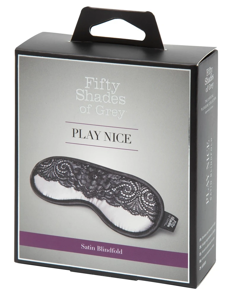 Fifty Shades of Grey Play Nice – saténová maska na oči, čierno-strieborná
