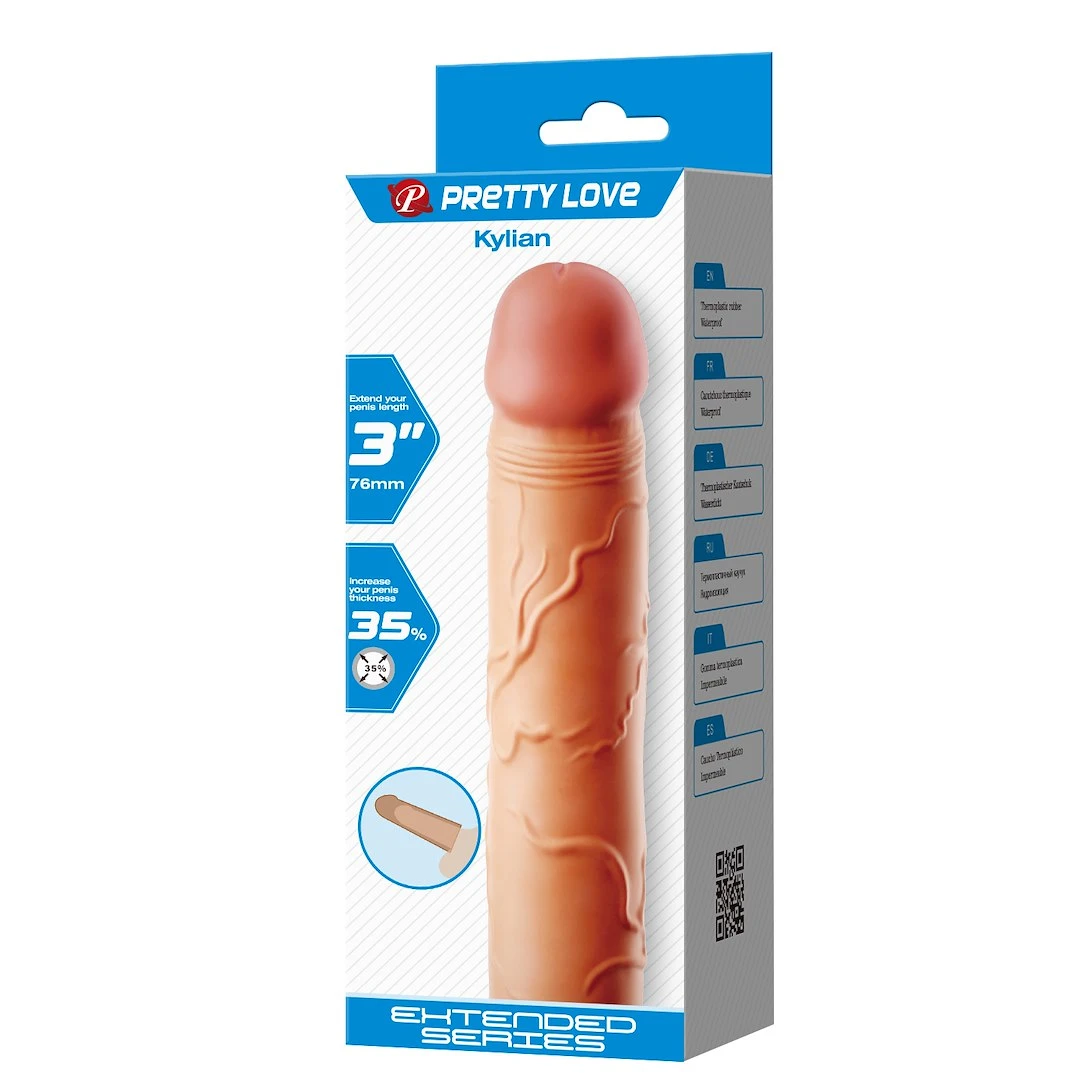 Pretty Love Kylian – realistický návlek na penis na predĺženie o 7,6 cm