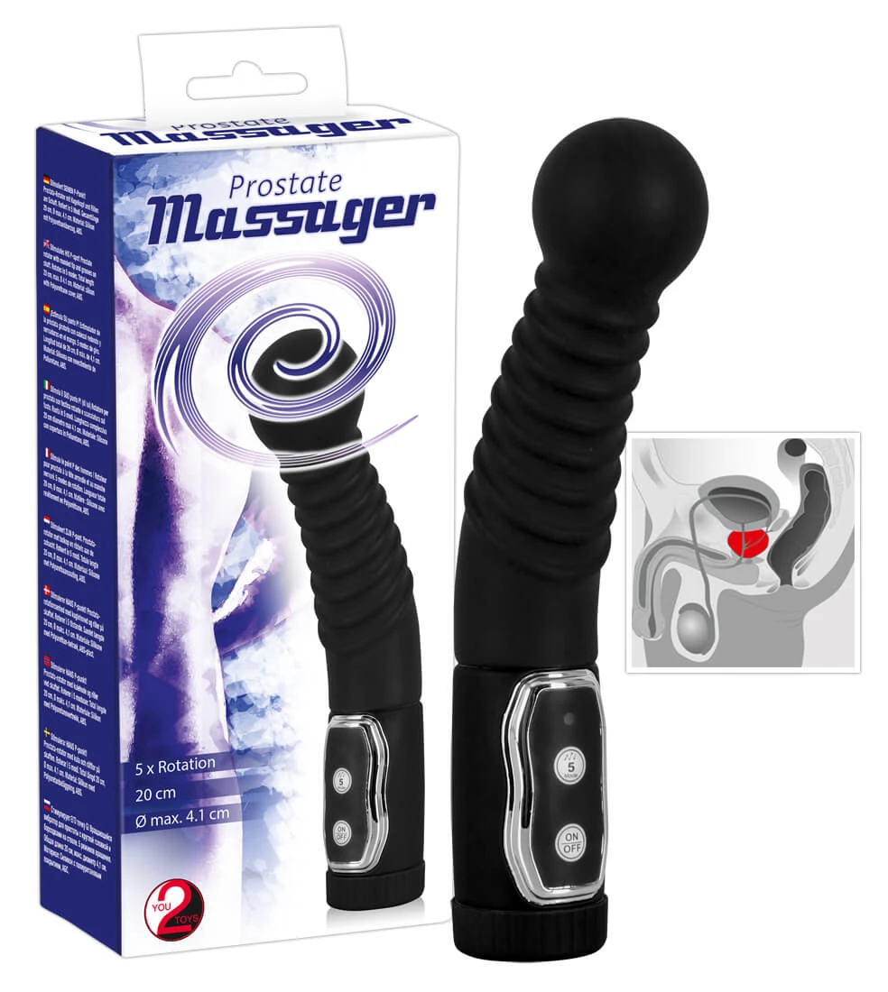 You2Toys Prostate Massager – rotujúci vibrátor na prostatu, čierny