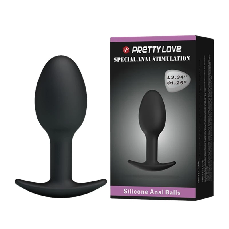 Pretty Love Heavy Balls – silikónový análny kolík s oceľovou guľôčkou (čierny)