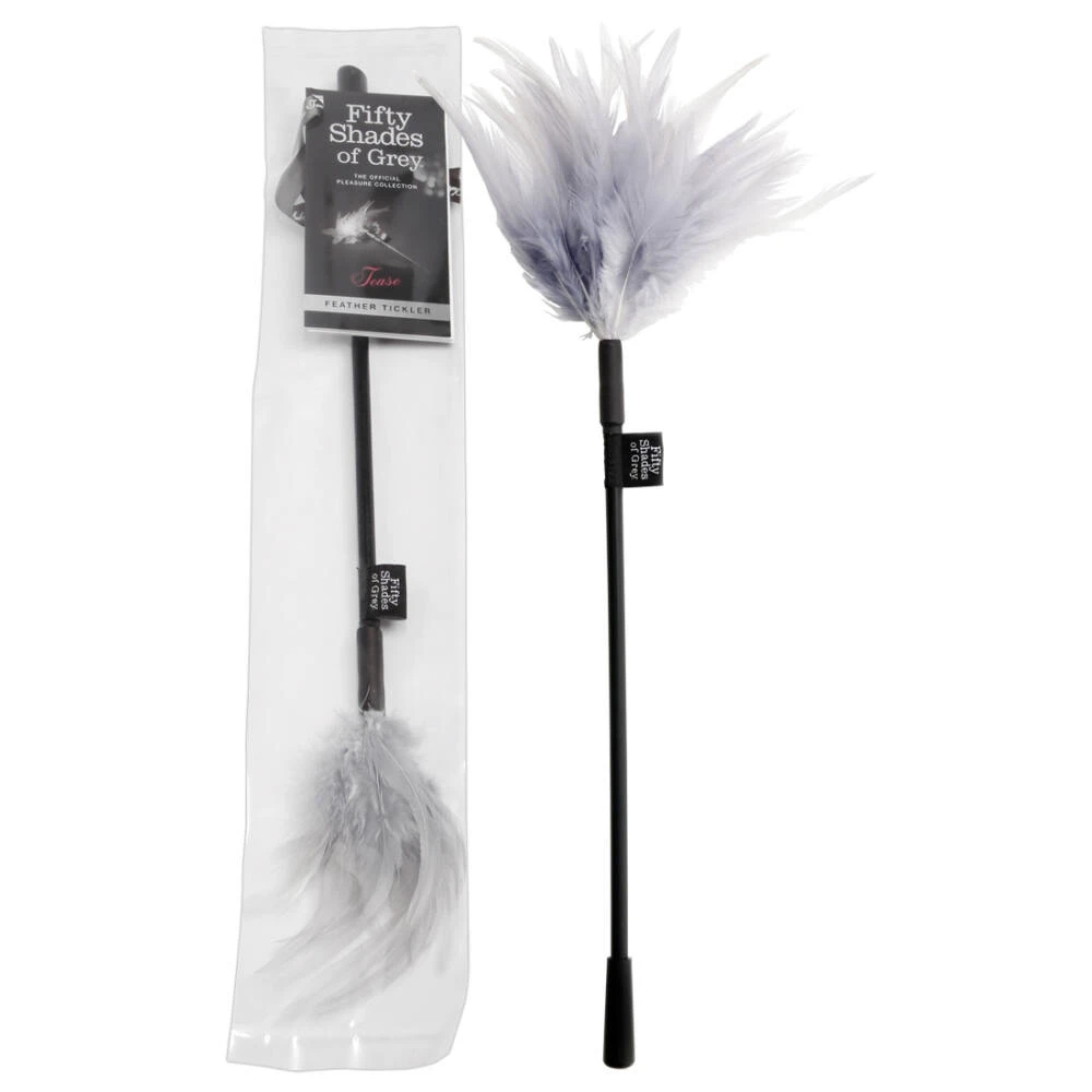 Fifty Shades of Grey Feather Tickler – šteklivé pierko, sivo-čierne, 37 cm
