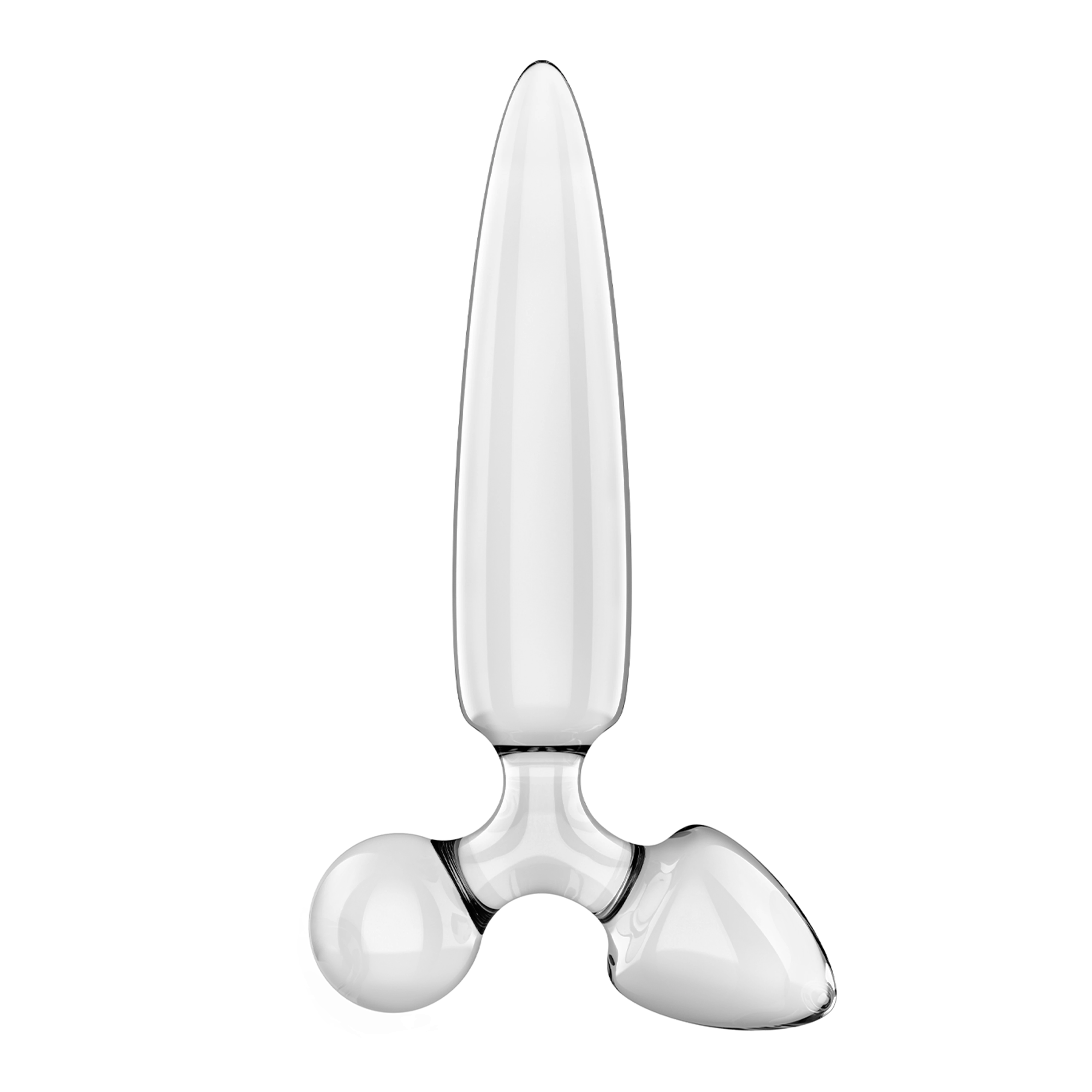 Satisfyer Triple Crystal 1 – sklenené dildo 3v1, 21 cm (priesvitné)