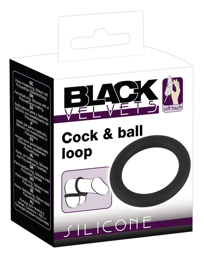 Black Velvets – silikónový erekčný krúžok na penis a semenníky 5 cm (čierny)