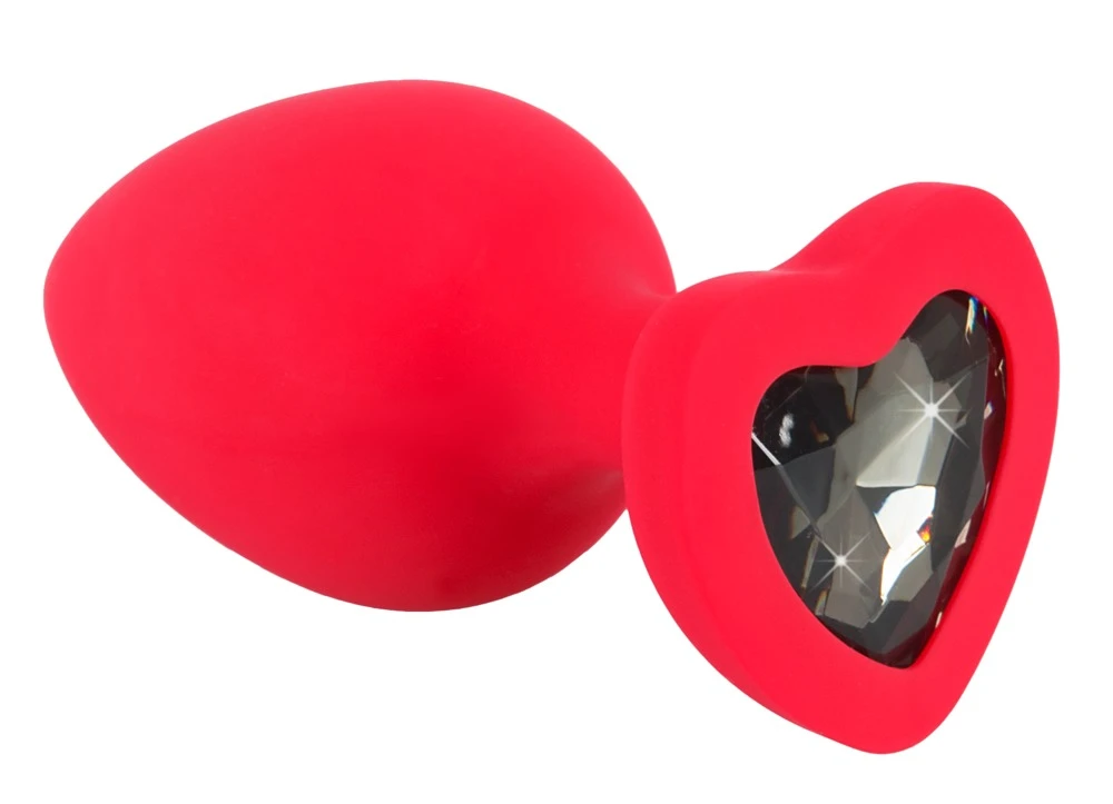 You2Toys Plug Large – veľký análny plug so srdiečkovým kamienkom, červený