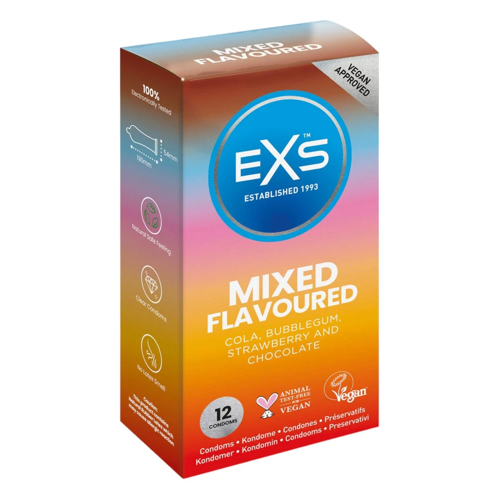 EXS Mixed Flavoured – ochutené kondómy mix príchutí 12 ks
