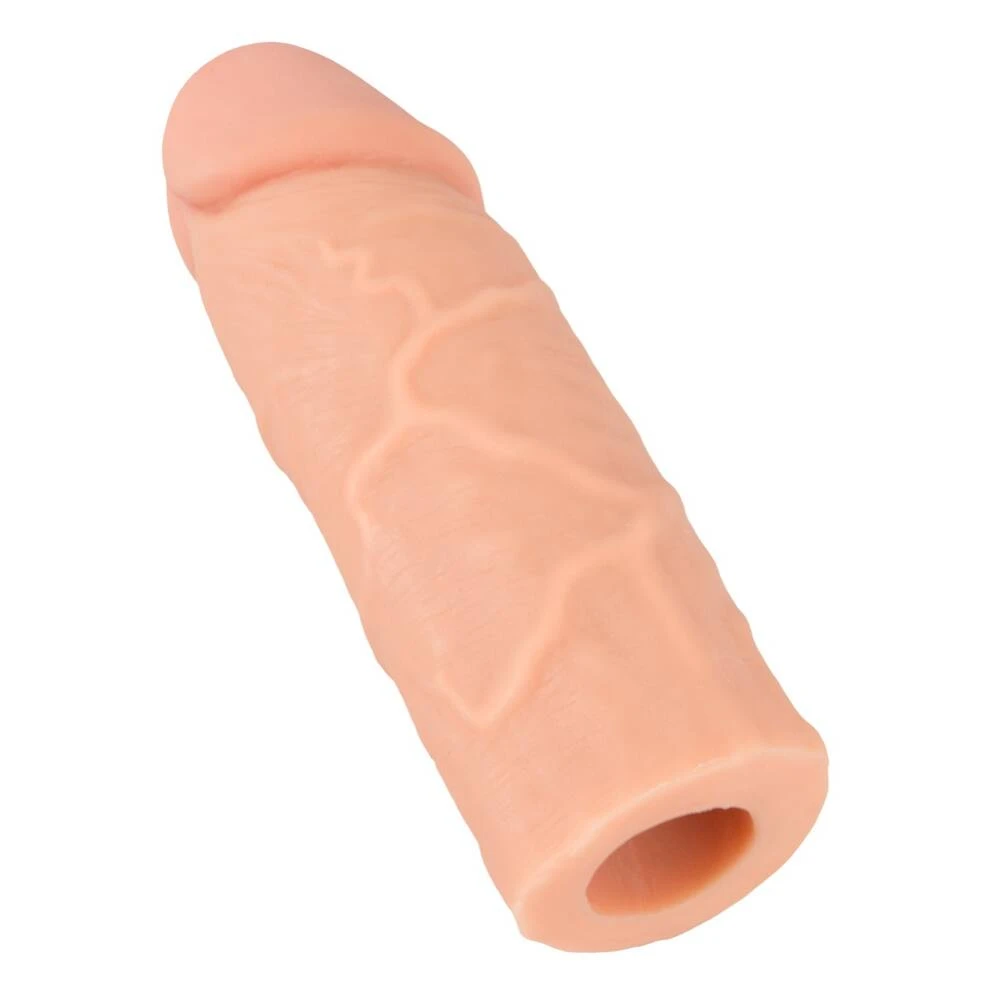 Nature Skin – predlžujúci a zhrubšujúci návlek na penis, prírodná farba, 15,5 cm