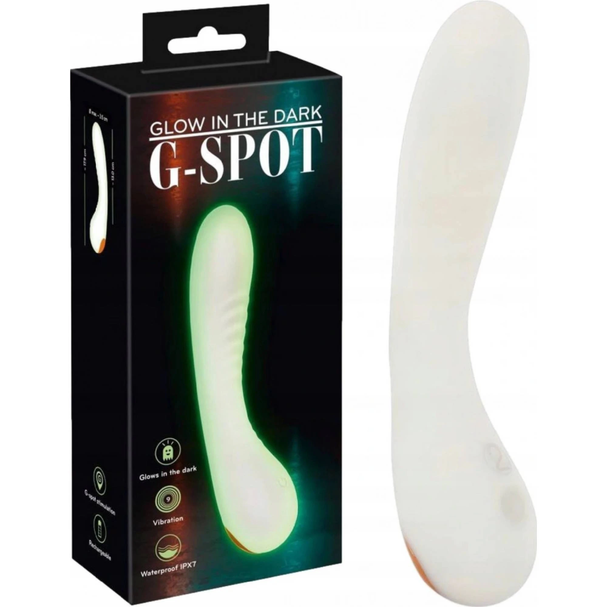 You2Toys Glow in the Dark G-Spot – vodotesný svietiaci vibrátor na G-bod (biely)