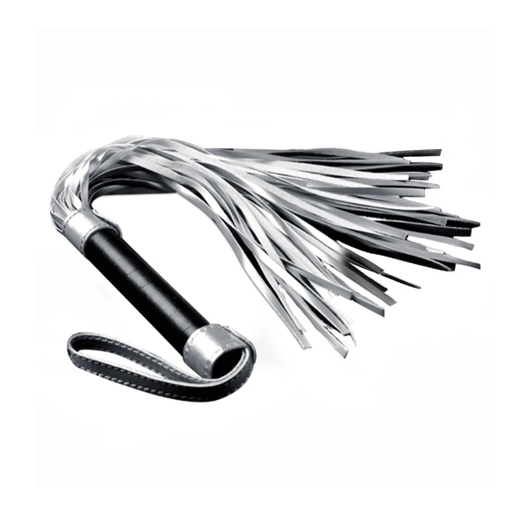 Lovetoy Struggle My Flogger – flogger bič, strieborno-čierny, 44 cm