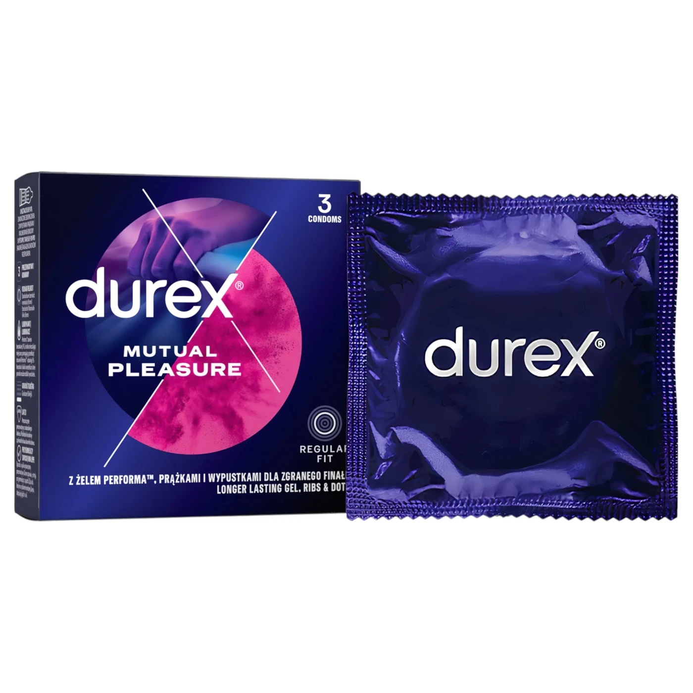 Durex Mutual Pleasure – vrúbkované kondómy s benzokaínom 3 ks