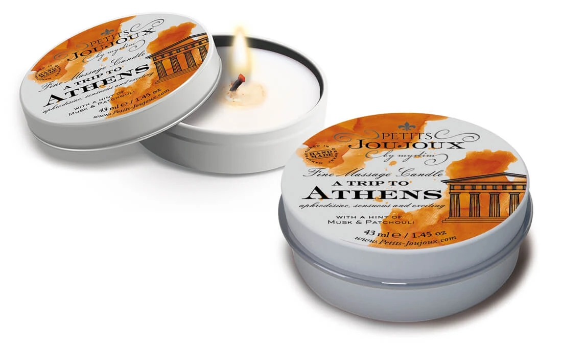 Petits Joujoux Athens – masážna sviečka s vôňou pižma a pačuli 43 ml