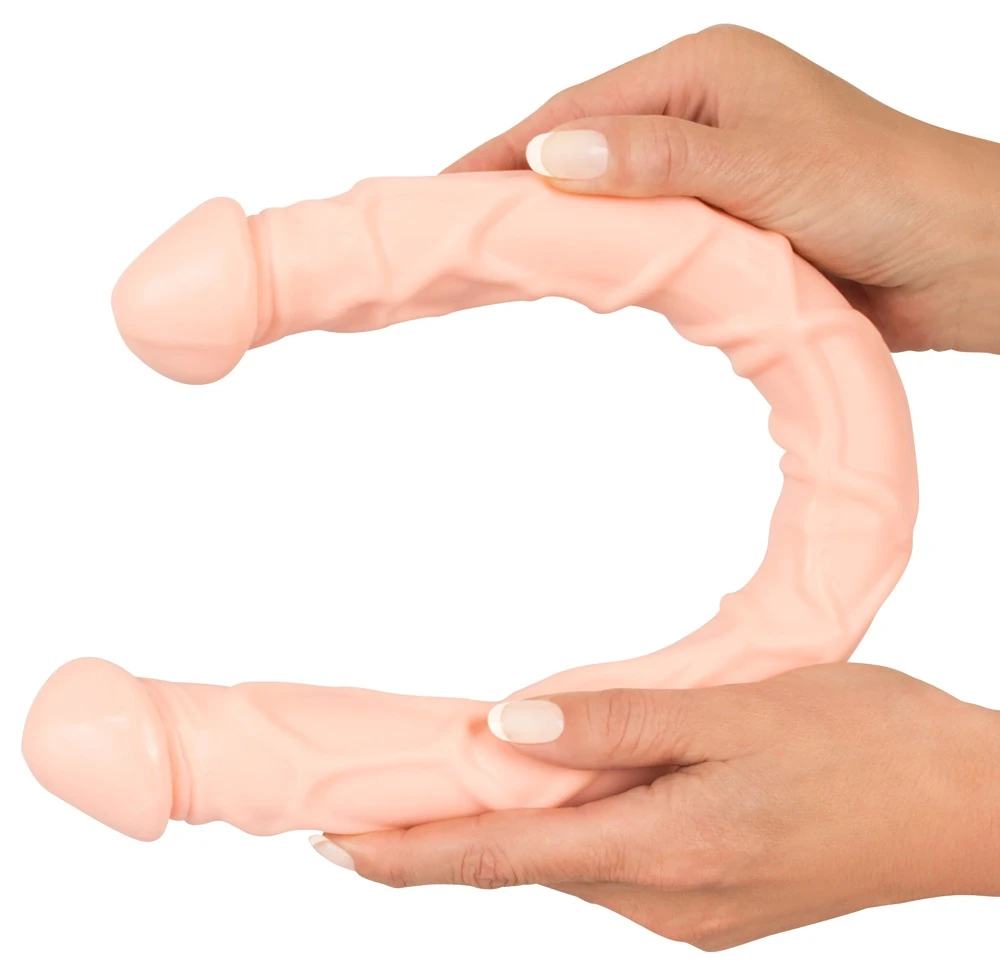 Nature Skin Double Dong 48,5 cm – realistické žilkované dvojité dildo (telová/prírodná farba)