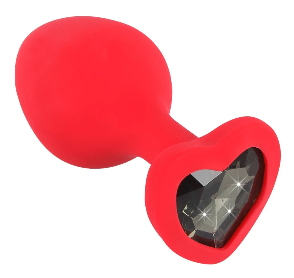 You2Toys Plug Medium – análny plug so srdiečkovým kamienkom, červený